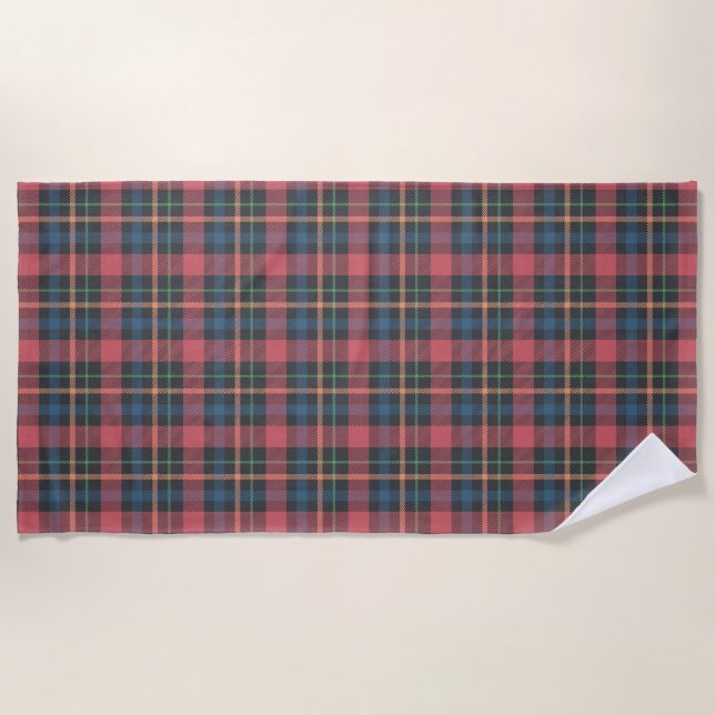 Classic Plaid Pattern Beach Towel (Front)