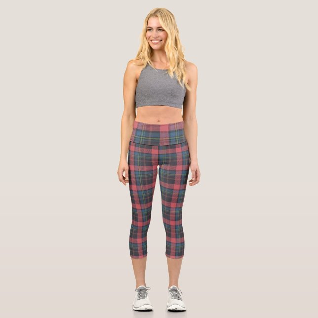 Classic Plaid Pattern Capri Leggings (Front)