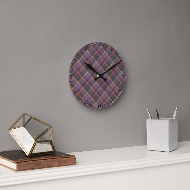 Classic Plaid Pattern Round Clock (Office)