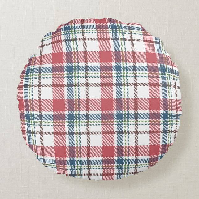 Classic Plaid Pattern Round Cushion (Front)