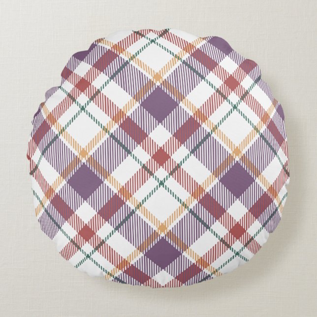 Classic Plaid Pattern Round Cushion (Front)
