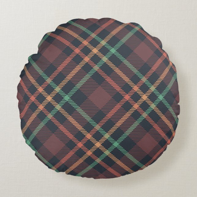 Classic Plaid Pattern Round Cushion (Front)