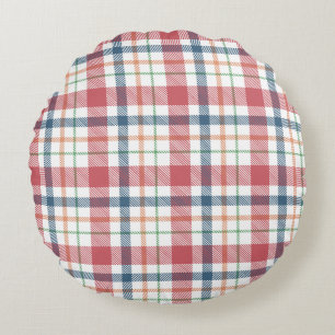 Classic Plaid Pattern Round Cushion