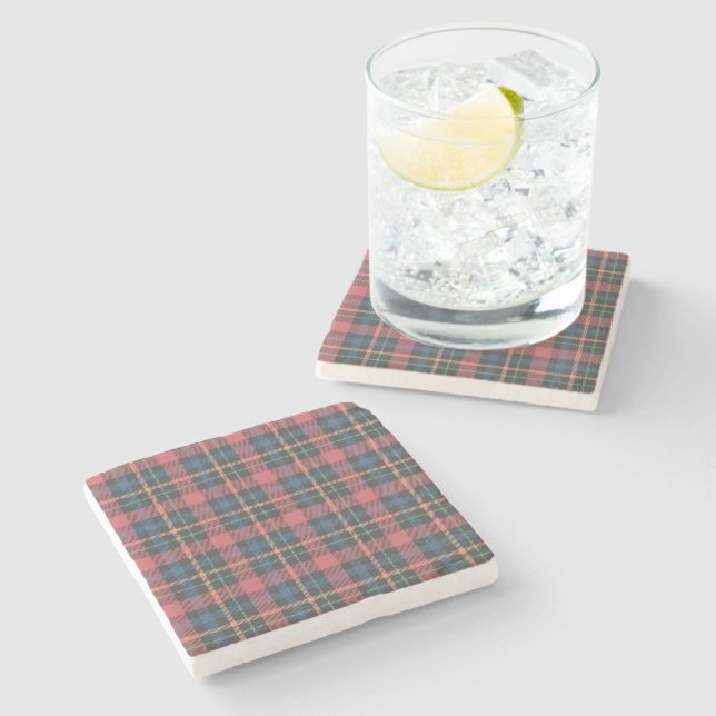 Classic Plaid Pattern Stone Coaster (Side)