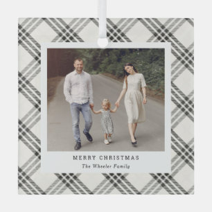 Classic Plaid Personalised Photo Ornament