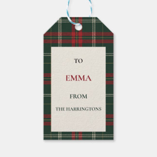 Classic Plaid Personalized Christmas Gift Tags