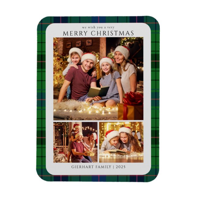 Classic Plaid Photos Tartan Christmas Holiday Magnet (Vertical)