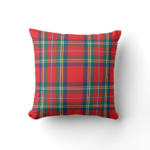 Classic Plaid Red Blue Green Throw Pillow
