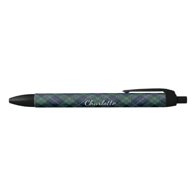 Classic Plaid Rustic Tartan Personalised Black Ink Pen (Top)