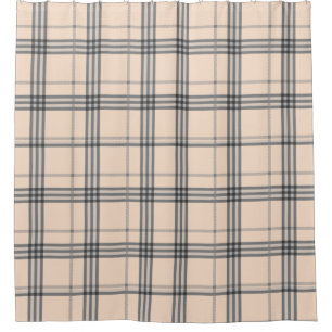 Classic Plaid Tan and Black  Shower Curtain