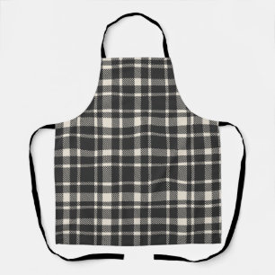 Classic Plaid Tartan Pattern-Black & Off-White Apron