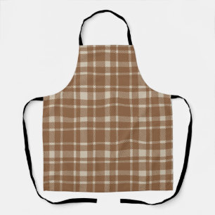 Classic Plaid Tartan Pattern-Brown & Warm Taupe Apron
