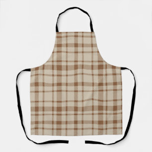 Classic Plaid Tartan Pattern-Light Brown & Taupe Apron