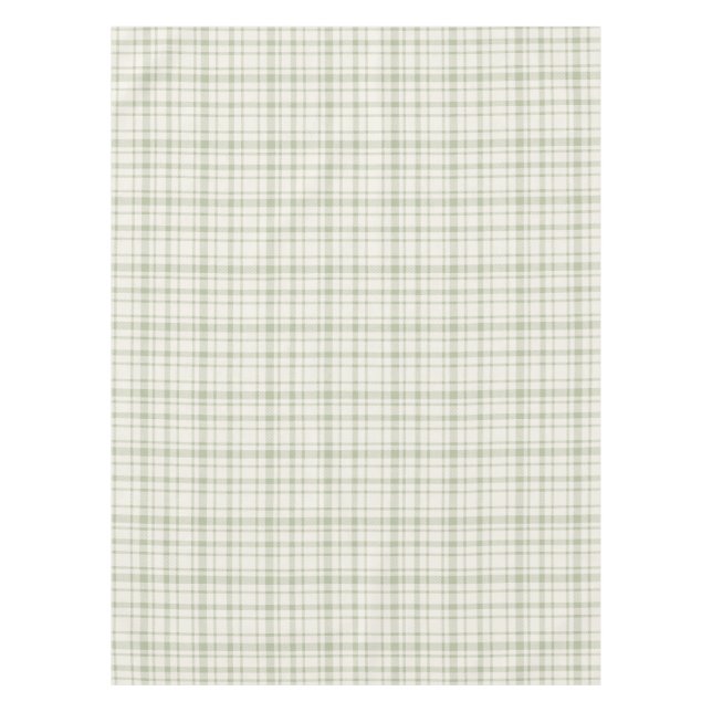 Classic Plaid Tartan Pattern-Mint Green & Cream Tablecloth (Front)