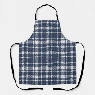 Classic Plaid Tartan Pattern-Navy & White Apron