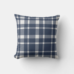 Classic Plaid Tartan Pattern-Navy & White Cushion