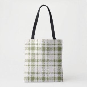 Classic Plaid Tartan Pattern-Olive Green & Cream Tote Bag