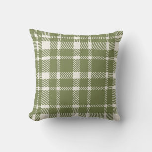 Classic Plaid Tartan Pattern-Olive Green & Ivory Cushion