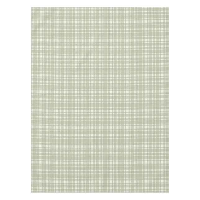 Classic Plaid Tartan Pattern-Soft Green & Ivory Tablecloth (Front)