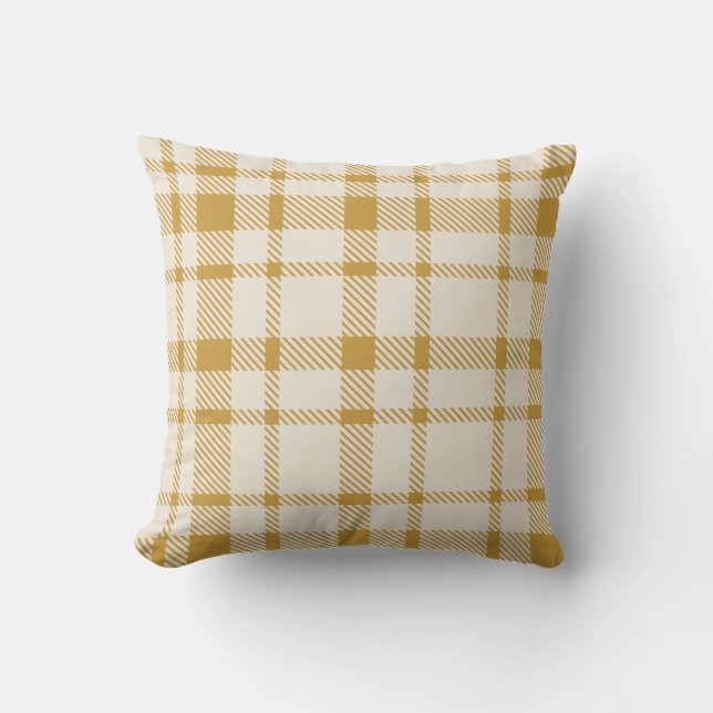 Classic Plaid Tartan Pattern-Yellow & Cream Cushion (Front)