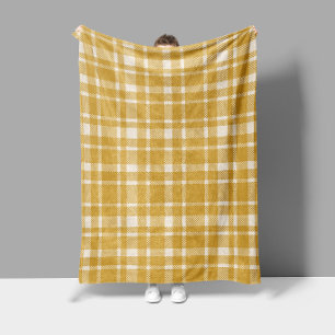Classic Plaid Tartan Pattern-Yellow Mustard Fleece Blanket