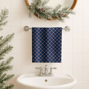 Classic Plaid Towel Masculine Navy Blue Bath Look