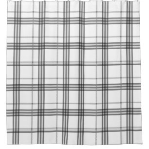 Classic Plaid White and Black Shower Curtain