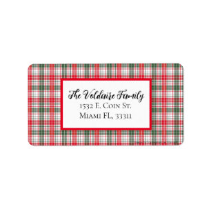 Classic Plaid Winter Rustic Family Personalised Label