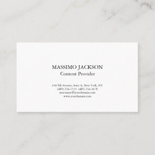 Classic Plain White Simple Professional Minimalist Business Card