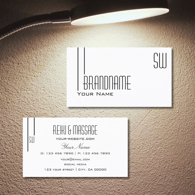 Classic Plain White with Monogram Professional Business Card (Creator Uploaded)