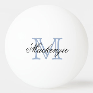 Classic Play | Monogram Name Script Blue Initial Ping Pong Ball