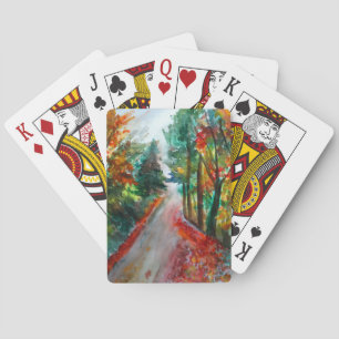 Classic Playing Cards Autumn Landscape Watercolor
