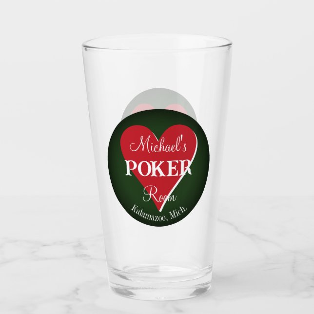 Classic Playing Cards Poker Room  Glass - Heart (Front)