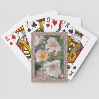 Classic playing cards with pink roses