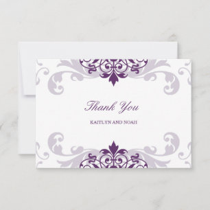 Classic Plum Purple Elegant Ironworks Wedding Thank You Card