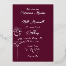 Classic Plum Purple Silver Foil Wedding Invitation