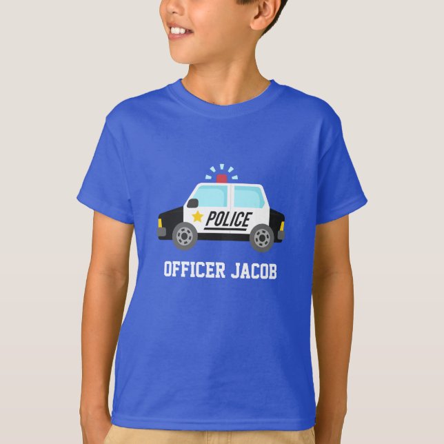 Classic Police Car with Siren For Kids T-Shirt (Front)