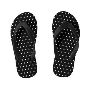 Classic Polka Dot Black and White Kid's Jandals