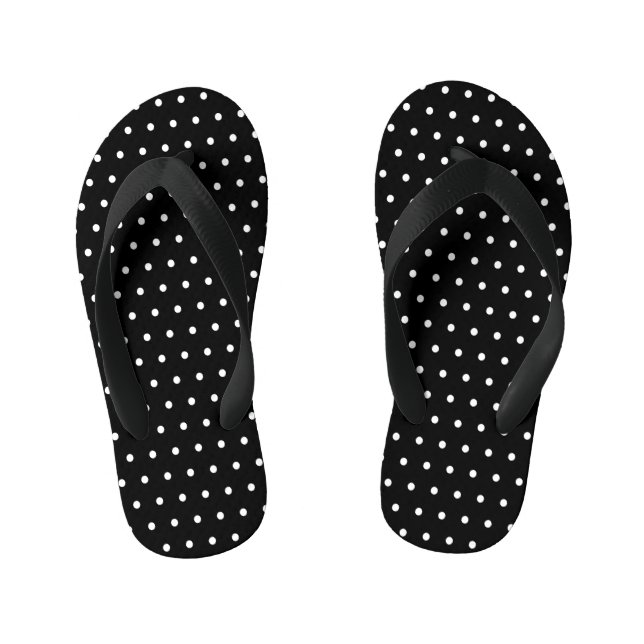 Classic Polka Dot Black and White Kid's Jandals (Footbed)