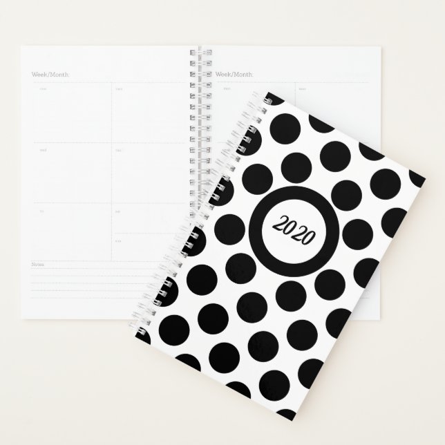 Classic Polka Dot Black White Planner (Display)