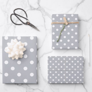 Classic Polka Dot Gray / Gray Wrapping Paper Sheet