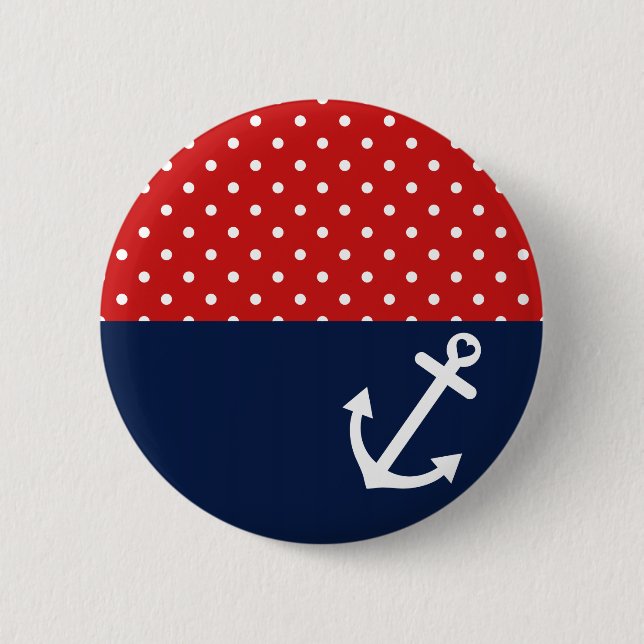 Classic Polka Dot Nautical Love 6 Cm Round Badge (Front)