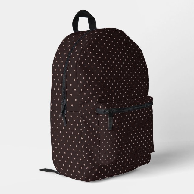 Classic Polka Dot Pattern, Brown, Boho Polka Dots Printed Backpack (Back Corner Left)