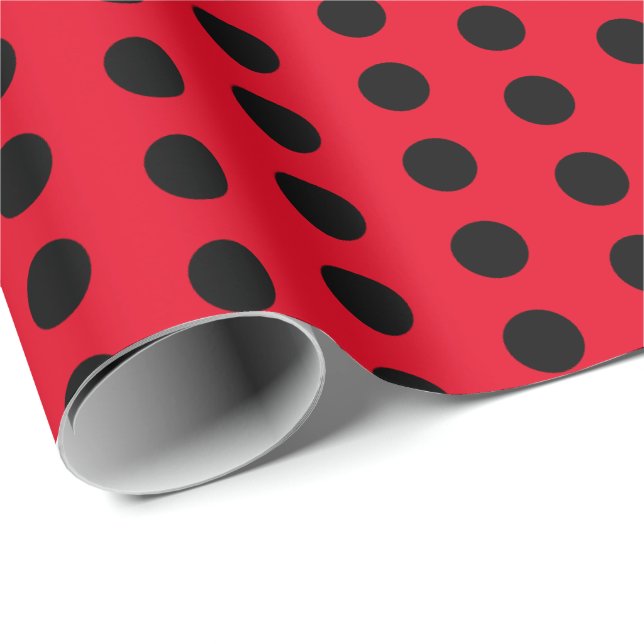 Classic Polka Dot Red and Black Wrapping Paper (Roll Corner)