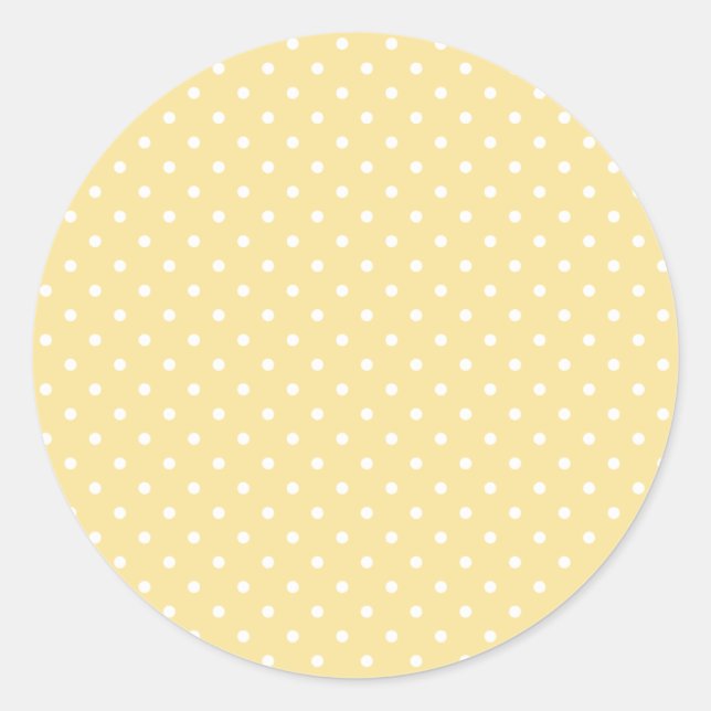 Classic Polka Dot White - Canary Yellow Round Sticker (Front)