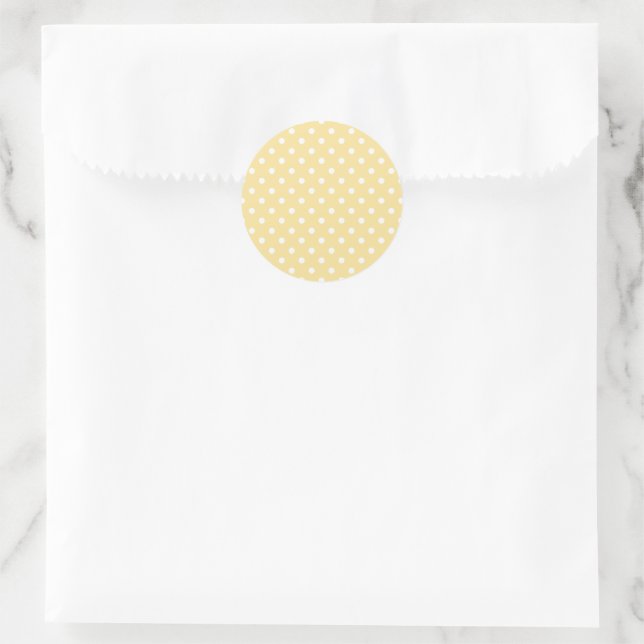Classic Polka Dot White - Canary Yellow Round Sticker (Bag)