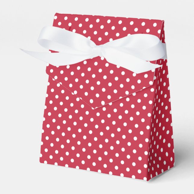 Classic Polka Dot White - Cherry Red Favour Box (Front Side)