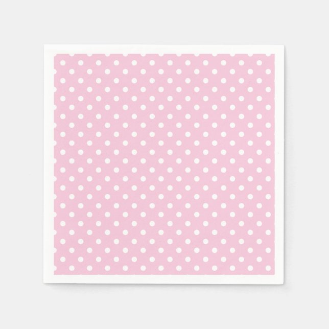 Classic Polka Dot White - Light Pink Napkin (Front)