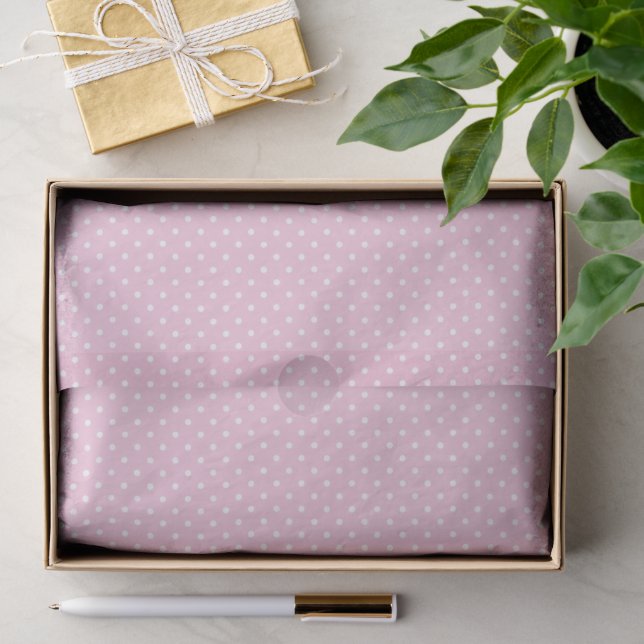 Classic Polka Dot White - Light Pink Tissue Paper (Gift)