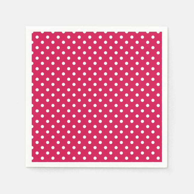 Classic Polka Dot White - Raspberry Napkin (Front)